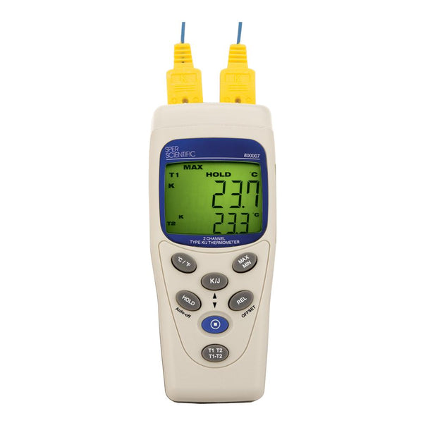 2 Channel Thermocouple Thermometer - Type K/J - Sper Scientific Direct